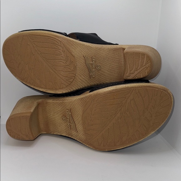 Dansko Tandi Block Heel Sandals Peep Toe Black Leather Women’s EU 42 US 11.5-12 - Picture 10 of 13